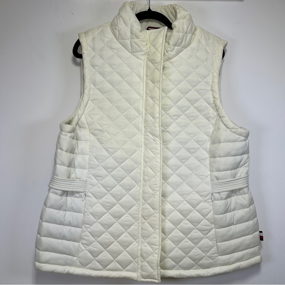 Tommy Hilfiger Off White Quilted Vest Padded Puffer Diamond Stitch Gilet XL